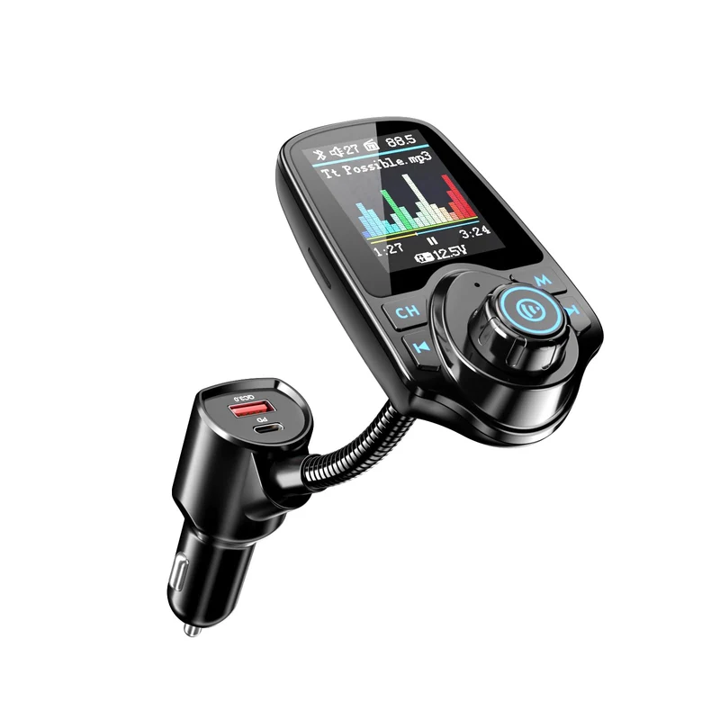 Nulaxy 1.8 Color Screen 48W Bluetooth 5.4 Car Adapter FM Transmitter