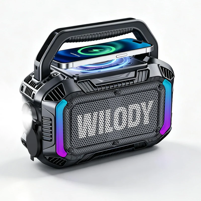 Wilody Speakers Bluetooth Wireless, 40W Loud Outdoor Speaker with Bass, IPX7 Waterproof Floatable, 20H Playtime, Wireless Charge