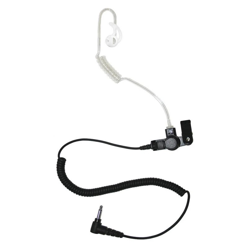 Radio Earpiece, 3.5mm Listen Only Coiled Acoustic Tube Earpiece by Earphone Connection, Fox EP1089SC, Compatible with Shoulder S