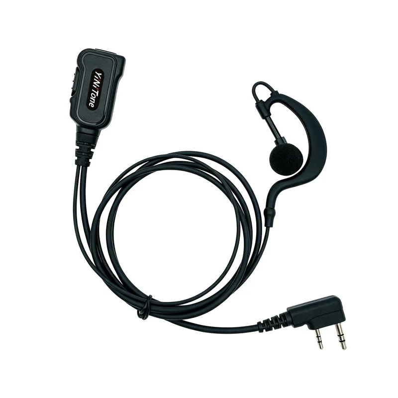 YiNiTone EAP1 2Pin G Shape Earpiece with PTT/MIC Compatible for Kenwood Baofeng SAMCOM BTECH Retevis Walkie Talkies for UVK58