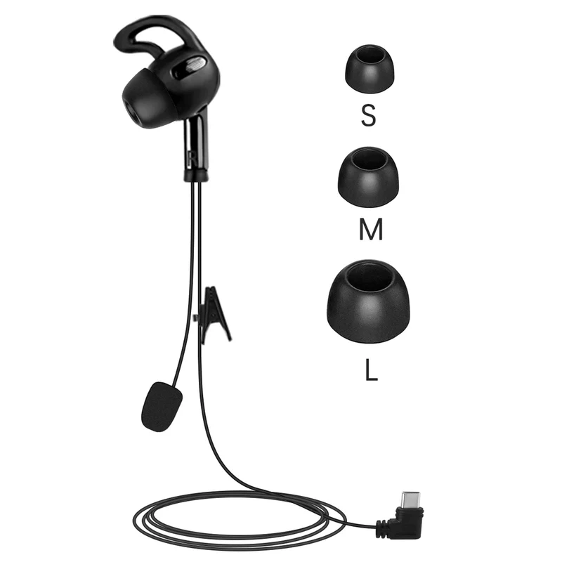 GaiRen Left Ear Referee Earpiece, USB C Headset Earhook Earphone Fit for V6 V4 Soccer Football Coach Intercom Radio