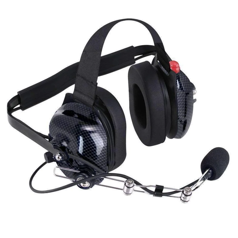 Rugged Radios H42CF Carbon Fiber Behind The Head TwoWay Radio Headset with Dynamic Noise Cancelling Microphone, Push to Talk,