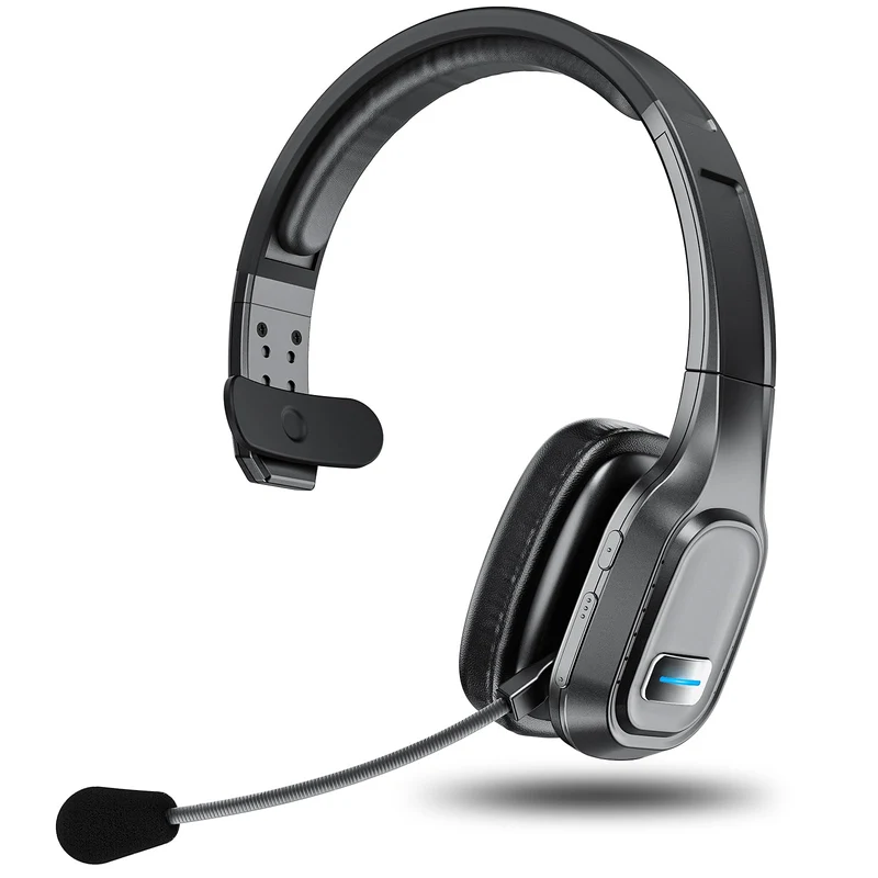 Bluetooth Headset with Mic, 60 Hours Talking Time SingleEar Wireless Headset, ENC Noise Canceling, OneTouch Mute, DualDevice