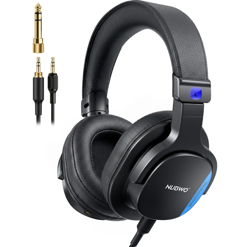 NUBWO HD01 Studio Headphones Wired, HiRes Over Ear Headphones with 1/4 inch to 3.5mm Adapter, Lightweight Closed Back Monitor H