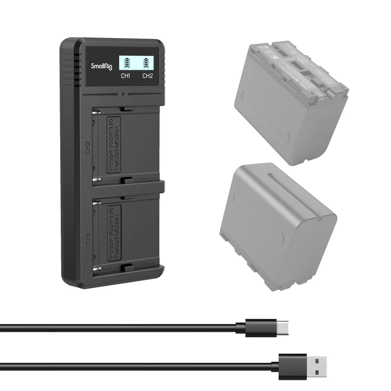 SmallRig NPF Battery Charger for Sony, Dual USB Charger with LCD Display