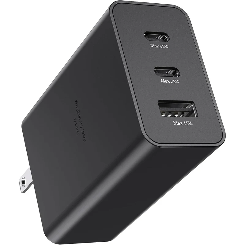 Samsung 65W 3Port Super Fast Charging Wall Charger, GaN Adapter