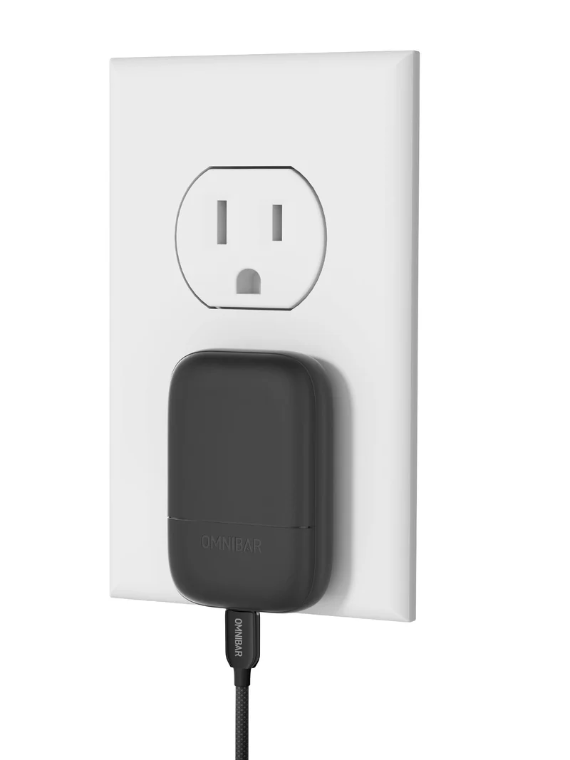 Omnibar 30W Slim Flat USB C Wall Charger, GaN PD3.0 PPS Fast Charger, Black