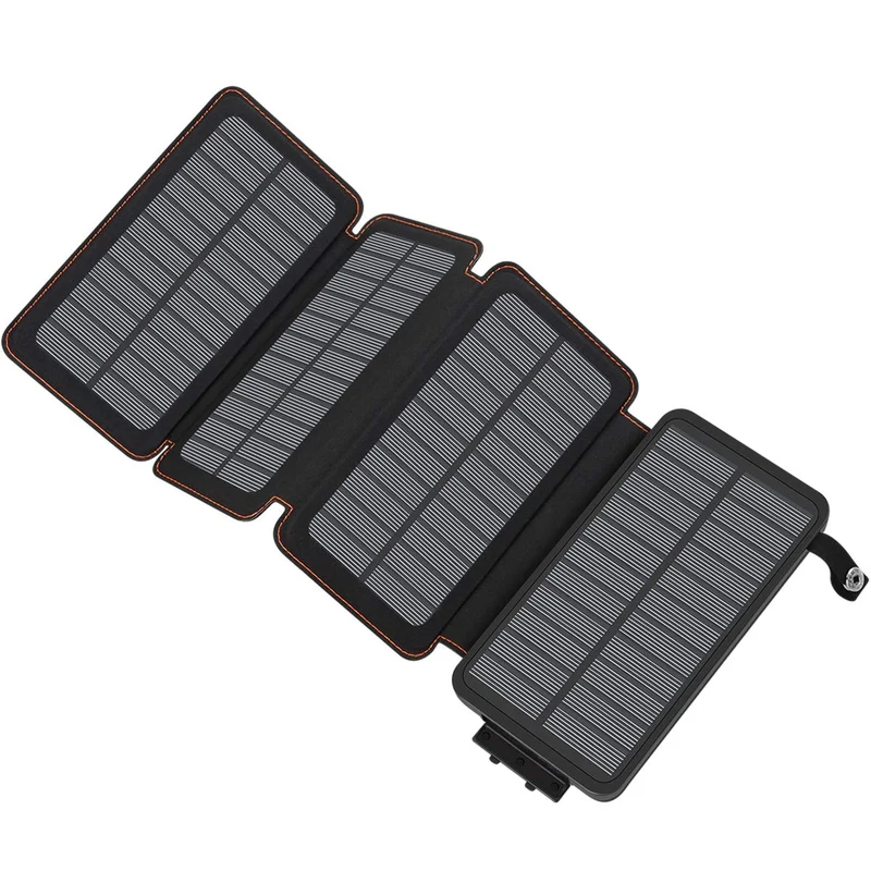 Hiluckey Solar Charger Power Bank Fast Charging Portable Phone Charger with 4 Solar Panels USB C PD External Battery Pack wi