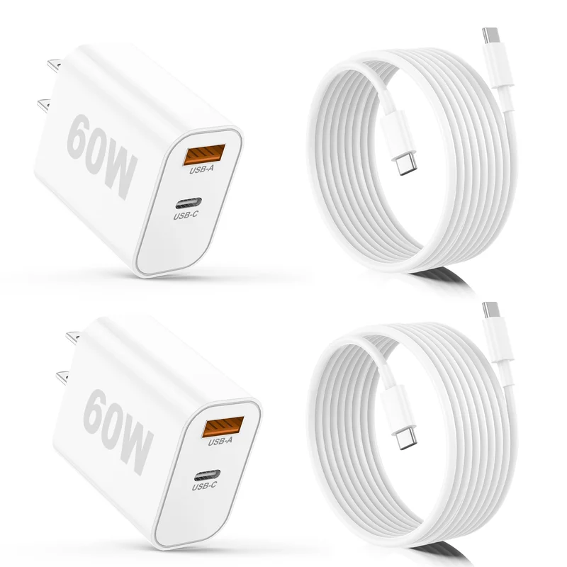 iPhone 17/16/15 Pro/Pro Max Charger, Dual Port USBC Wall Charger with PD 40W & QC 20W Fast Charging, 10FT USBC Cable for iPhon