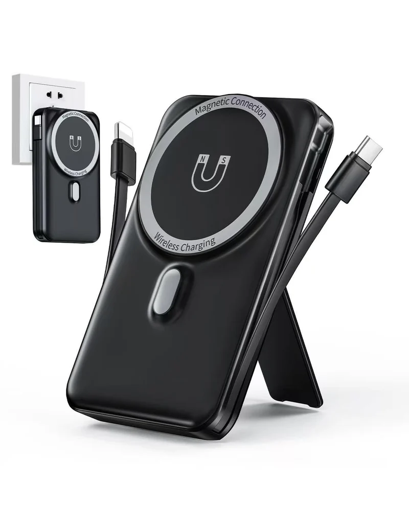 for Magsafe Portable Charger 10000mAh Wireless Magnetic Power Bank, 22.5W PD 3.0+QC 4.0 Fast Charging Battery Pack, Builtin Cab