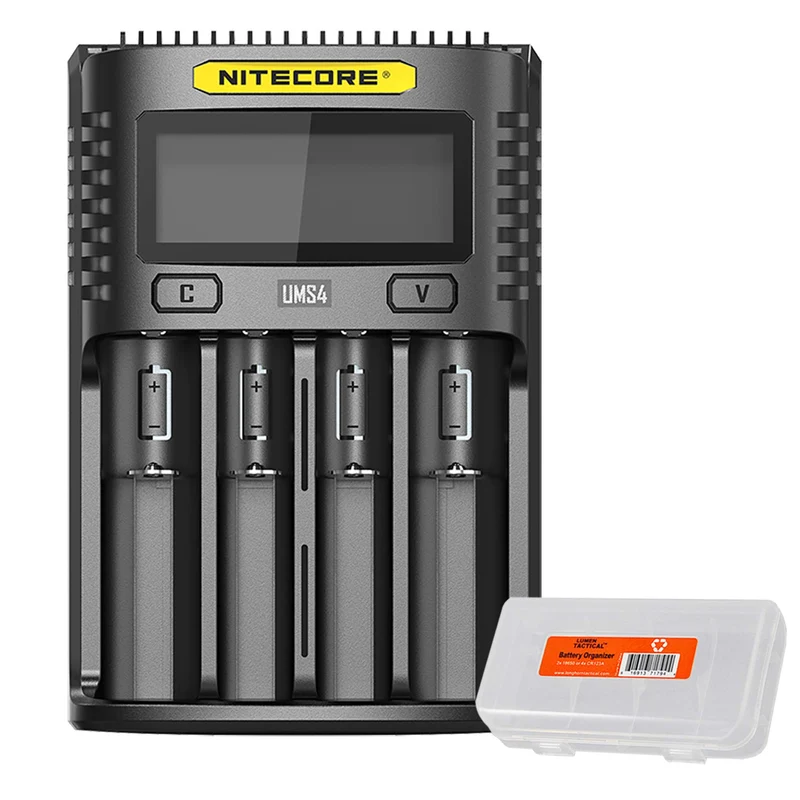 Nitecore UMS4 Intelligent USBC Four Slot Quick Battery Charger for LiIon/NiMH/NiCd/IMR 16340 14500 18650 21700 20700 AA AAA
