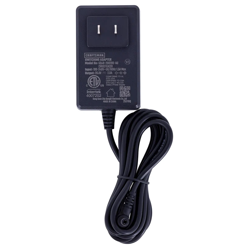 CRAFTSMAN AC Adapter 100240v 5060hz for CMXEFXA511214 Portable Fan, Power Supply 6ft Cord
