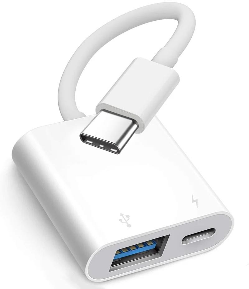Apple USBC to USB Camera Adapter with 30W Charging Port for iPhone 17/16/15, MFi Certified USB 3.0 OTG Cable Compatible with Ma