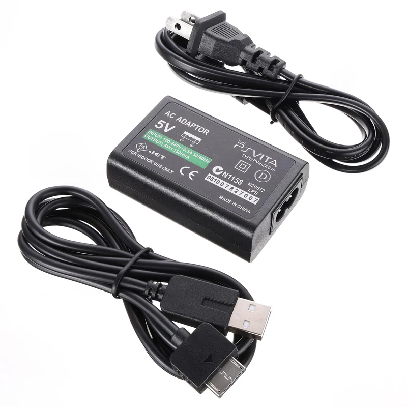 PS Vita Charger, Replacement AC Adapter Wall Charger for PS Vita 1000, Including USB Charging Cable Cord Compatible with PSV PS