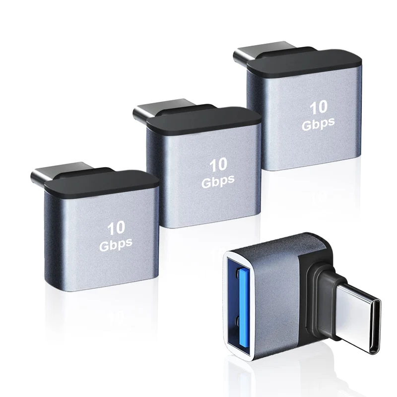 AreMe 90 Degree Right Angle USB C to USB 3.1 Adapter, 4 Pack