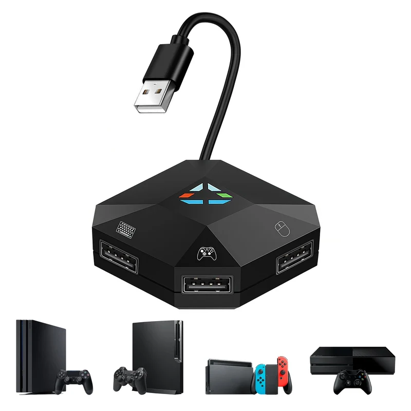 DUEQID Adapter Keyboard and Mouse Converter for N Switch, Keyboard and Mouse Adapter Compatible with PS4/PS3/Xbox360/Xbox One Co