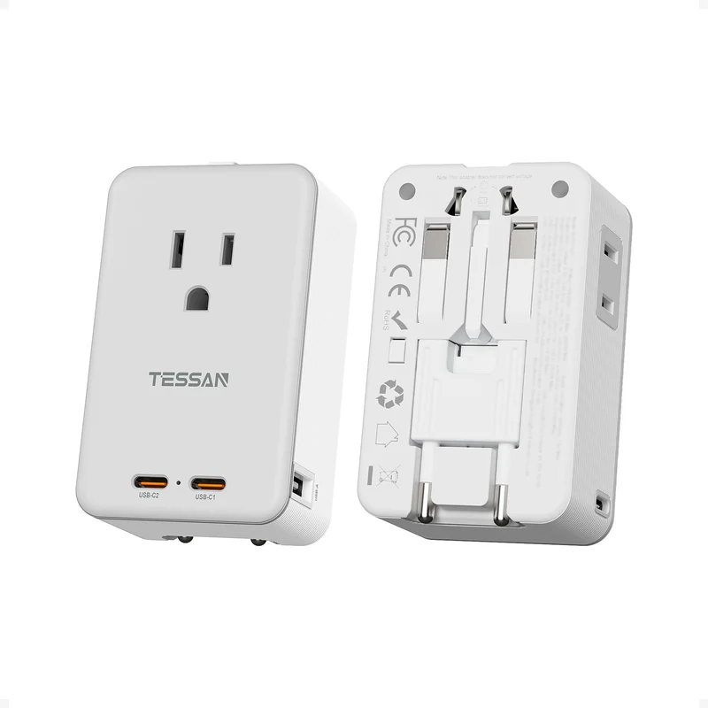 TESSAN Travel Adapter PD 20W, Universal Power Adapter with 3 USB C 1 USB A