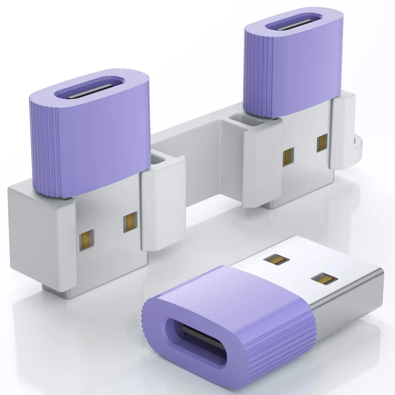 TIANSONG USB to USB C Adapter,3Pack USBC Female to USB A Male with Convenient Carrier, Type C Converter for iPhone 17/16/15/14/1