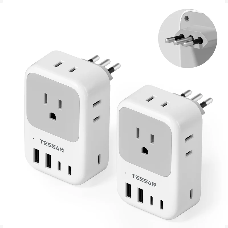 TESSAN Italy Travel Plug Adapter 28W, Italy Power Adapter, 2 Packs