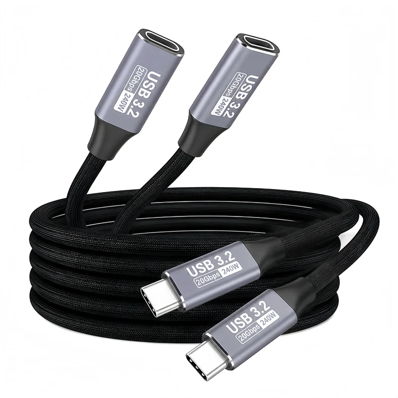 basecolors 2 Pack USB C Extension Cable (20Gbps/240W/4K@60Hz/3.3Ft), USB 3.2 Gen 2,Usbc Extension Cable Compatible with iPhone 1