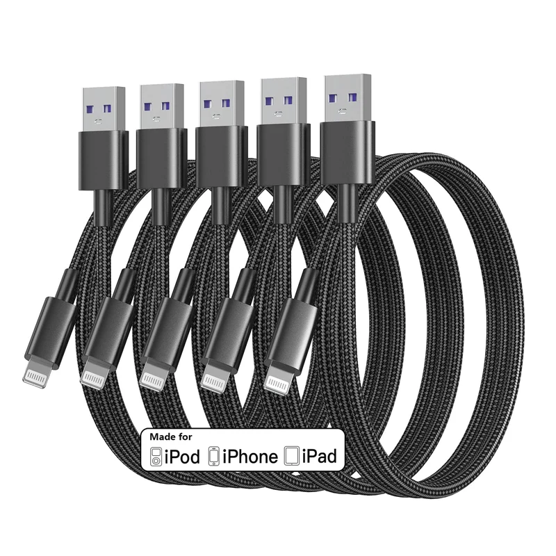 5Pack for iPhone Charger Cable 3ft Lightning to USB Cables Fast for iPhone Charging Cord [Apple MFi Certified] Nylon Braided for