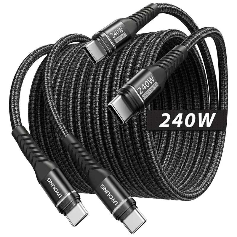USB C Cable 10FT 2Pack, 240W USB C to USB C Cable Fast Charging Long Phone