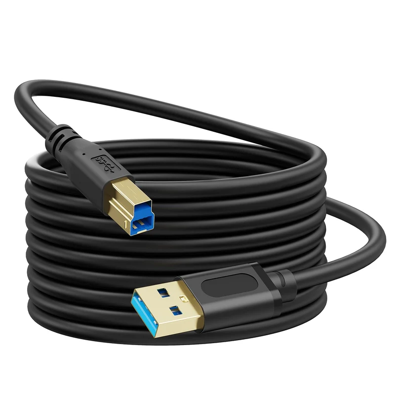 Jelly Tang USB 3.0 Cable A Male to B Male 25Ft,Superspeed USB 3.0 AB/A Male to B Male Cable for Scanner, Printers, Desktop Ex