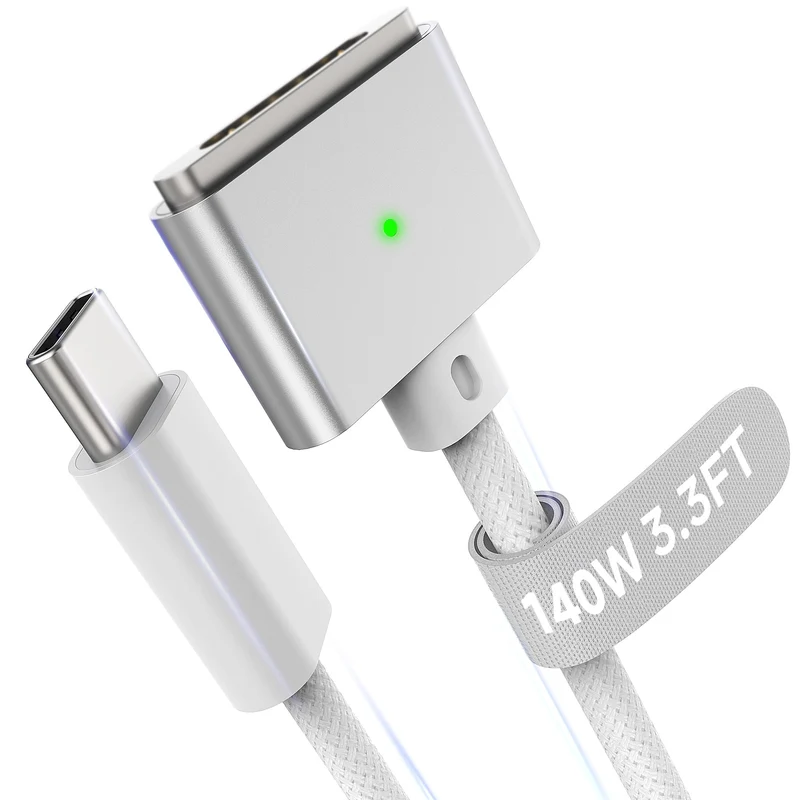 Hugener Magnetic 3 Cable USBC 3.3FT forMacBook Air Pro Charger, White