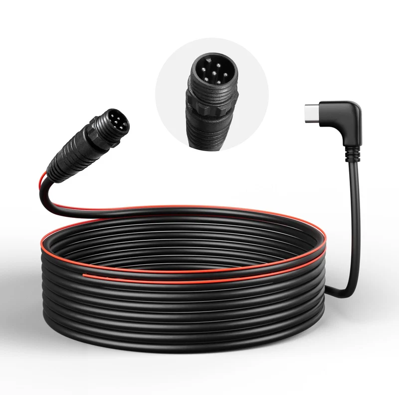 WOLFBOX 33ft Threaded 6Pin USBC Rear Camera Replacement Cable, IP67