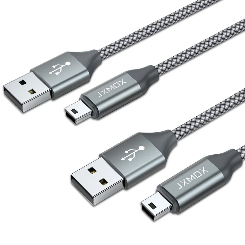 JXMOX Mini USB Cable, (3.3ft 2 Pack) USB 2.0 Type A Male to Mini B Charging Cord Compatible with Hero 3+, PS3 Controller, Digita