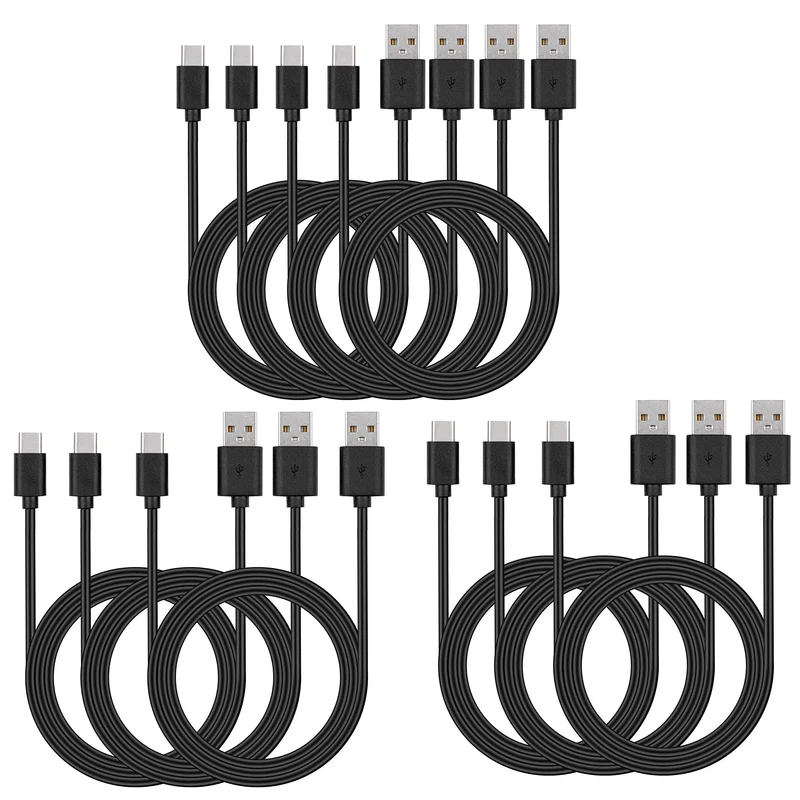 Smays USB C Cable Bulk 10Pack 3ft, Type C Phone Charger Lot Black