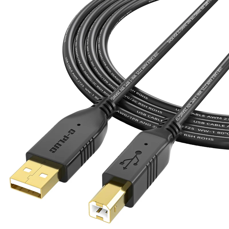 USB 2.0 Printer Cable 10ft, USB A to B Cord for HP Canon Epson Printers