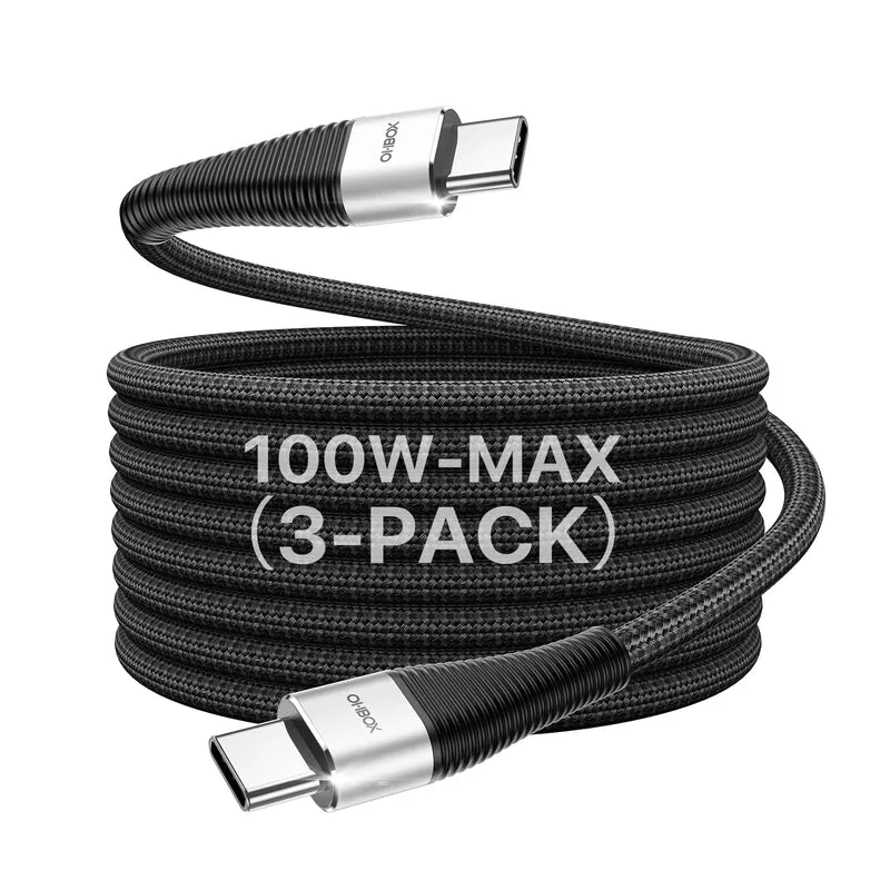 USB C to USB C Cable 3FT 3Pack 100W Type C to C Fast Charging Cord Black