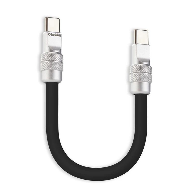 chubbycable Short USB C to C Cable 240W Charging Cable, Black, 10 inch