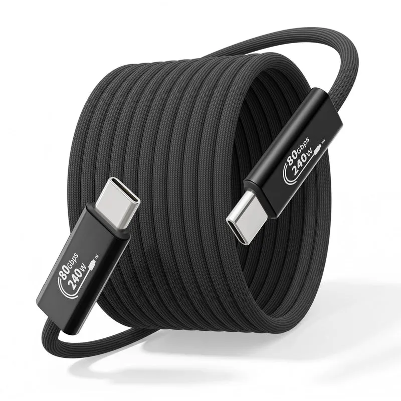 Thunderbolt 5 Cable 6FT/2M, 240W Long USBC to USBC Cable Charging,80Gbps Data Transfer,Up to 120Gbps Bandwidth, 8K/4K Displays C