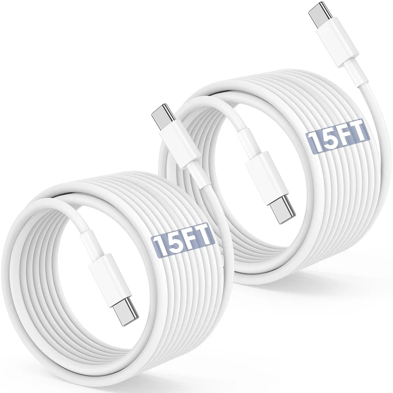 Long USB C to USB C Cable 15FT for iPhone 17 16 15 Pro Max,60W Fast Charging Type C to Type C Charger Cord for iPhone 17 16 15/1