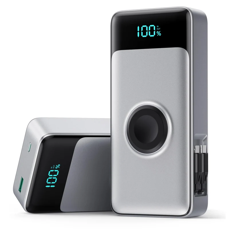 5in1 Portable Charger for iPhone,40800mAh Power Bank Builtin Retractable Cable and iWatch Charger,25W PD QC4.0 Fast Charging