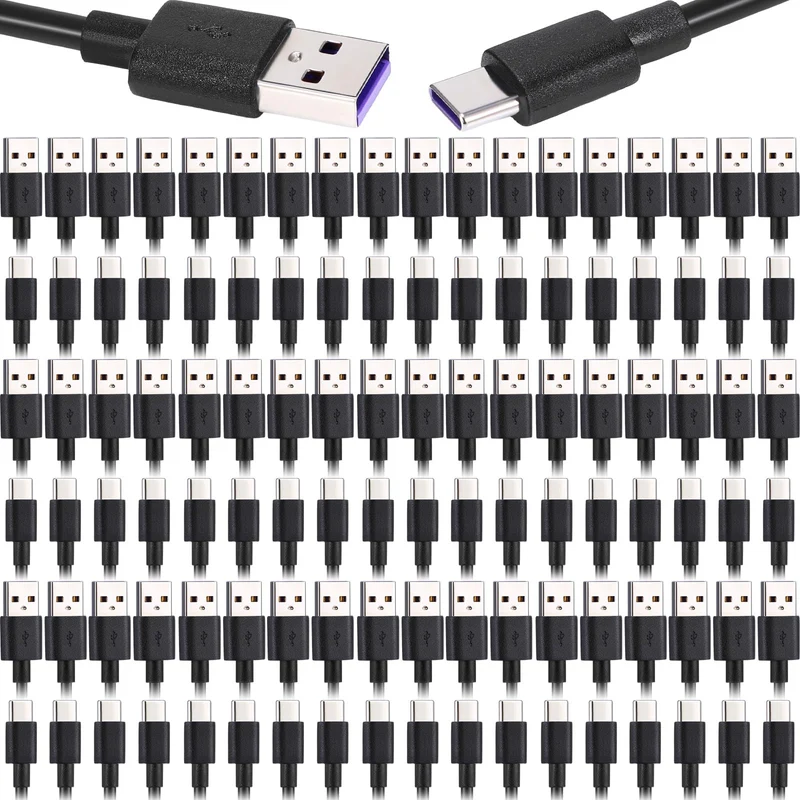 Kanayu 120 Pack USB C Cable Bulk 3.3 ft Black Fast Charging Cable