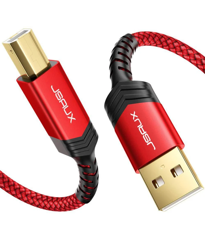 JSAUX Printer Cable 10ft, USB Printer Cord for HP Canon Dell Epson