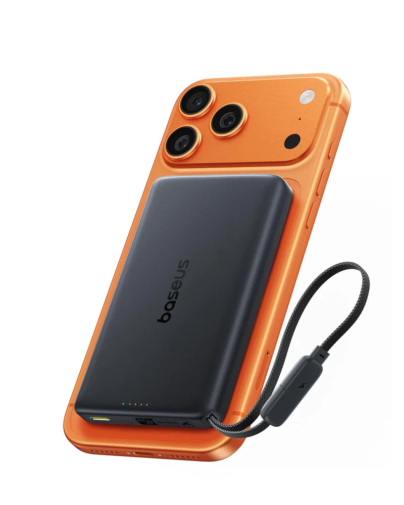 Baseus Picogo AM52 MagSafe Power Bank, Qi2.2 25W 10,000mAh Magnetic Portable Charger, 0.6 Slim Builtin 45W USBC Cable, Alloy