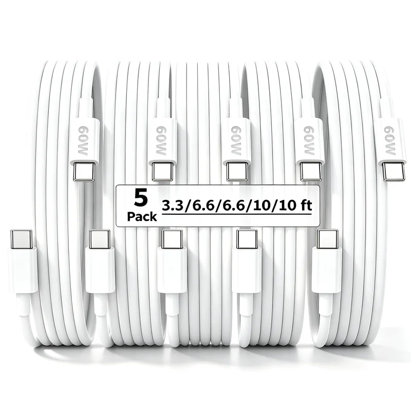 InfinitiByte USB C to USB C Cable 5Pack, Type C Cord