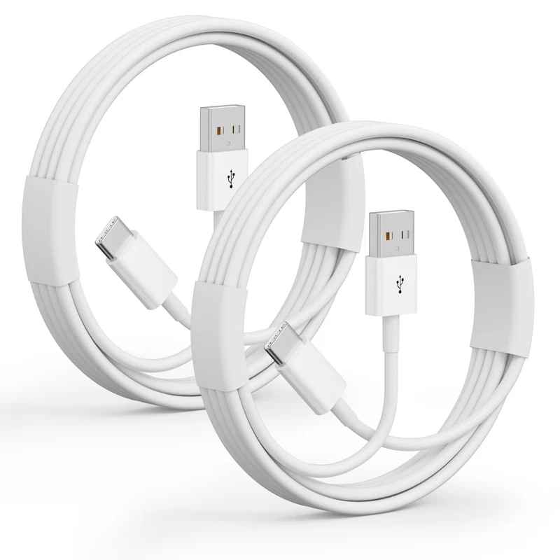 2Pack USB A to USB C Cable for iPhone 15/16/17 All Series (White3 ft)