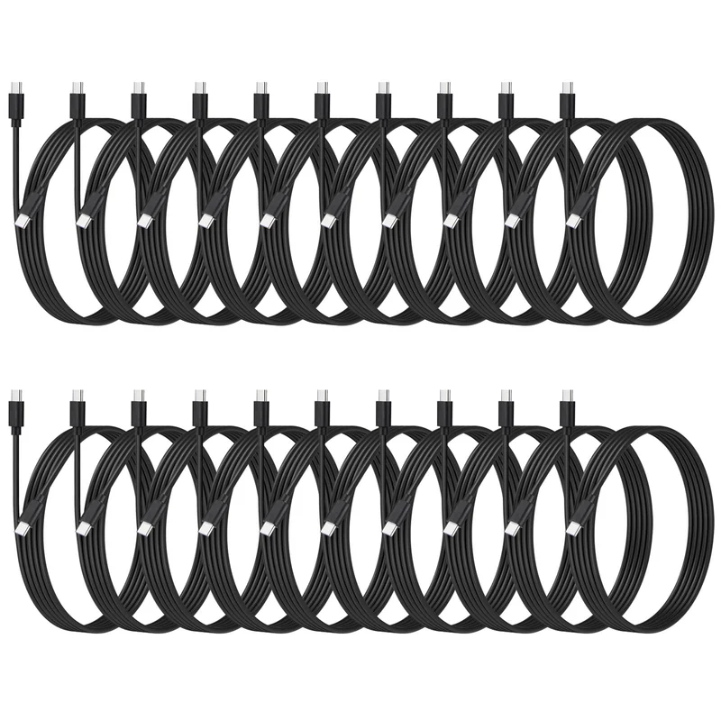 20Pack USB C 48W PD Fast Charger Cable Multipack USBC to Type C Black