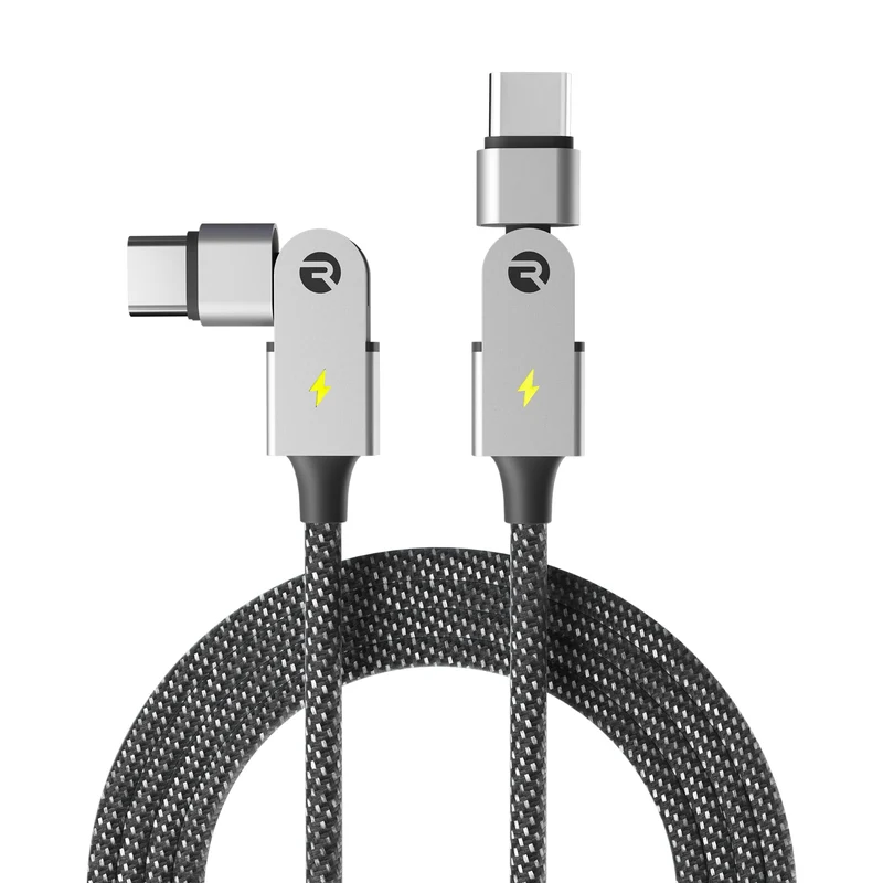Raycon Magic Spin Cable 6.6 Feet 100W Fast Charging Type C to Type C Cable for iPhone 16, Samsung Galaxy S24, Google Pixel 7,