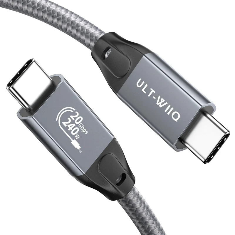 ULTWIIQ USB C 3.2 Gen 2x2 Cable, 8K@60Hz Portable Monitor Cable Grey 3.3FT