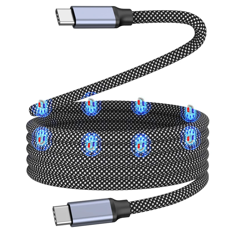 Magtame Magnetic USB C Charger Cable, 240W Type C Charging Cable, 5A USB C to USB C Cable, 3.3ft Type C Fast Charging Cord Braid