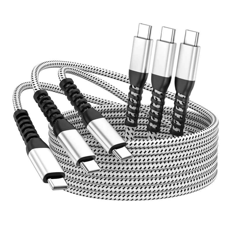 USB C to USB C Cable 3 Pack 6FT, 60W Fast Charging Type C Cord Braided