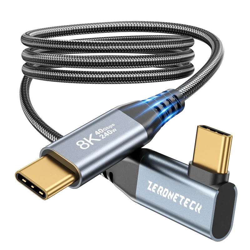ZeroneTeck Right Angle USB C Monitor Cable 8K@60Hz 3.3FT, 5K/4K@120Hz