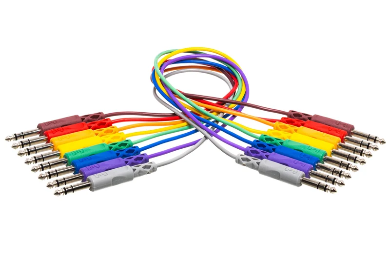 Hosa CSS890 1/4inch TRS Male to 1/4inch TRS Male Patch Cable 8Pack 3 Foot