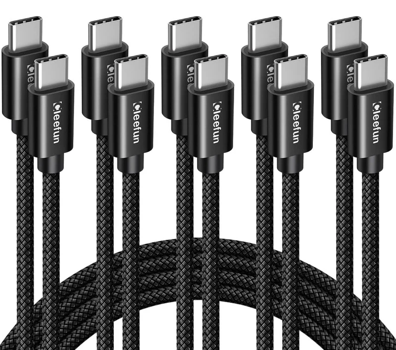 CLEEFUN USB C to USB C Cable 3ft, 5Pack C to C Cable Fast Charging 60W